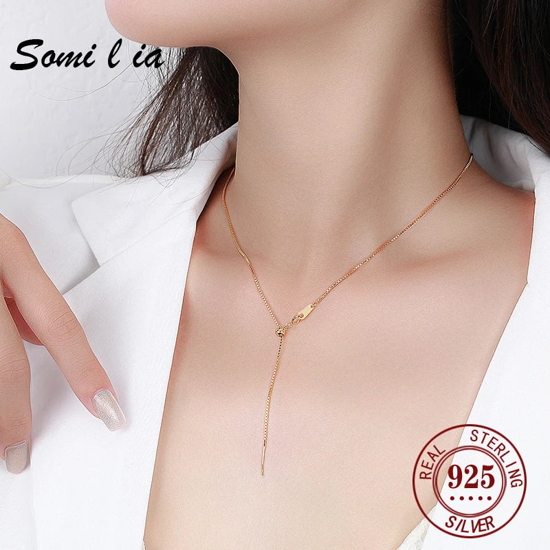 SOMILIA 2022 FASHION Necklace Box Chain choker Silver 925 jewelry gold necklace Neck for Women DIY initial necklace
